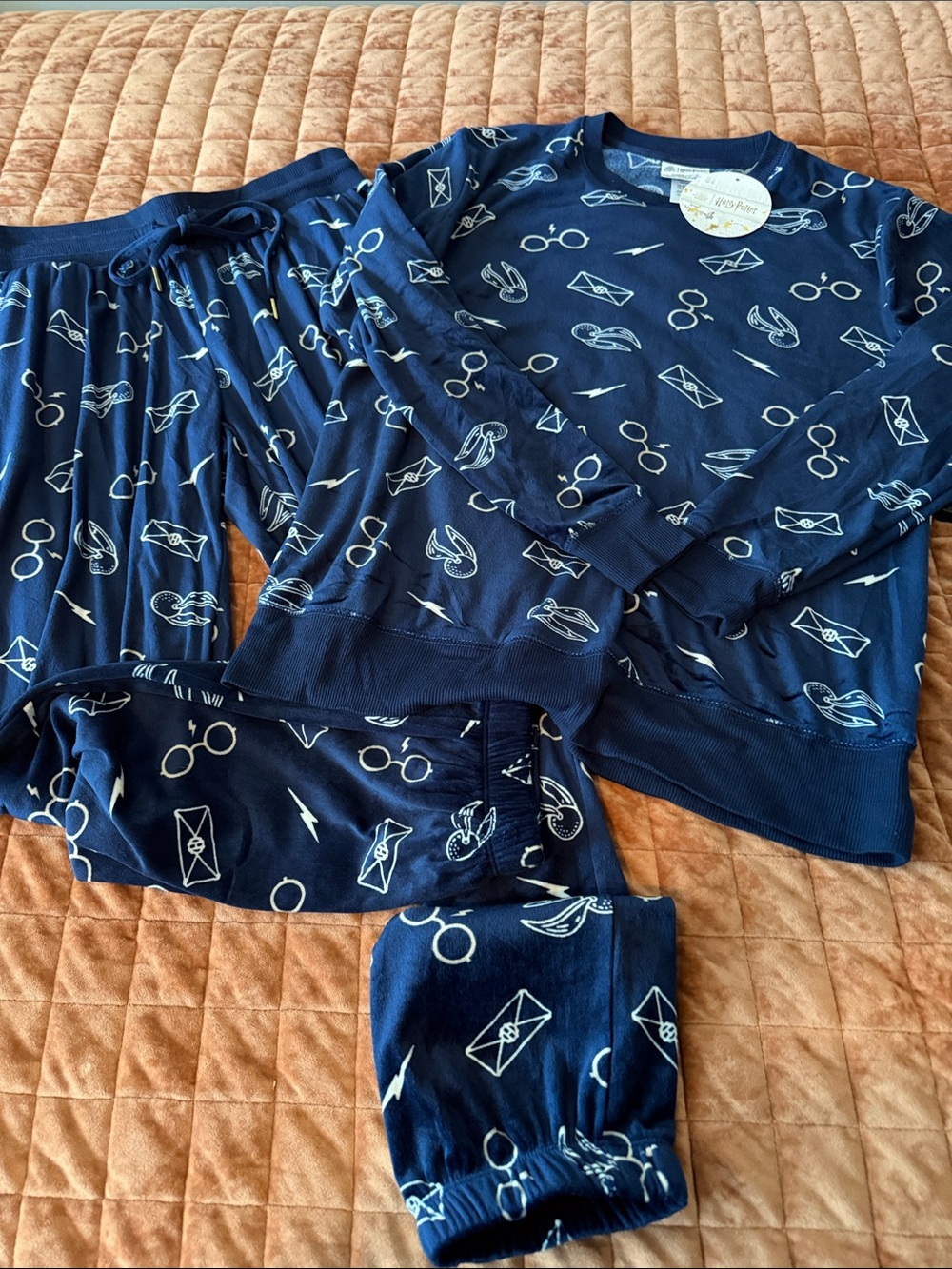 Ladies Medium Harry Potter Wizardy World Navy Blue  Pajama Set  Medium